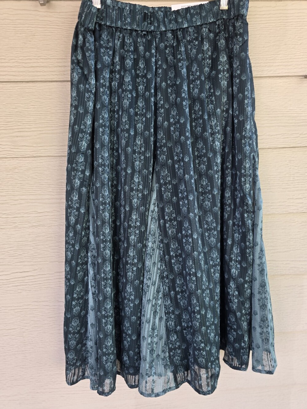 Women's Forest Green, Silver Sparkle Patterned Midi Skirt